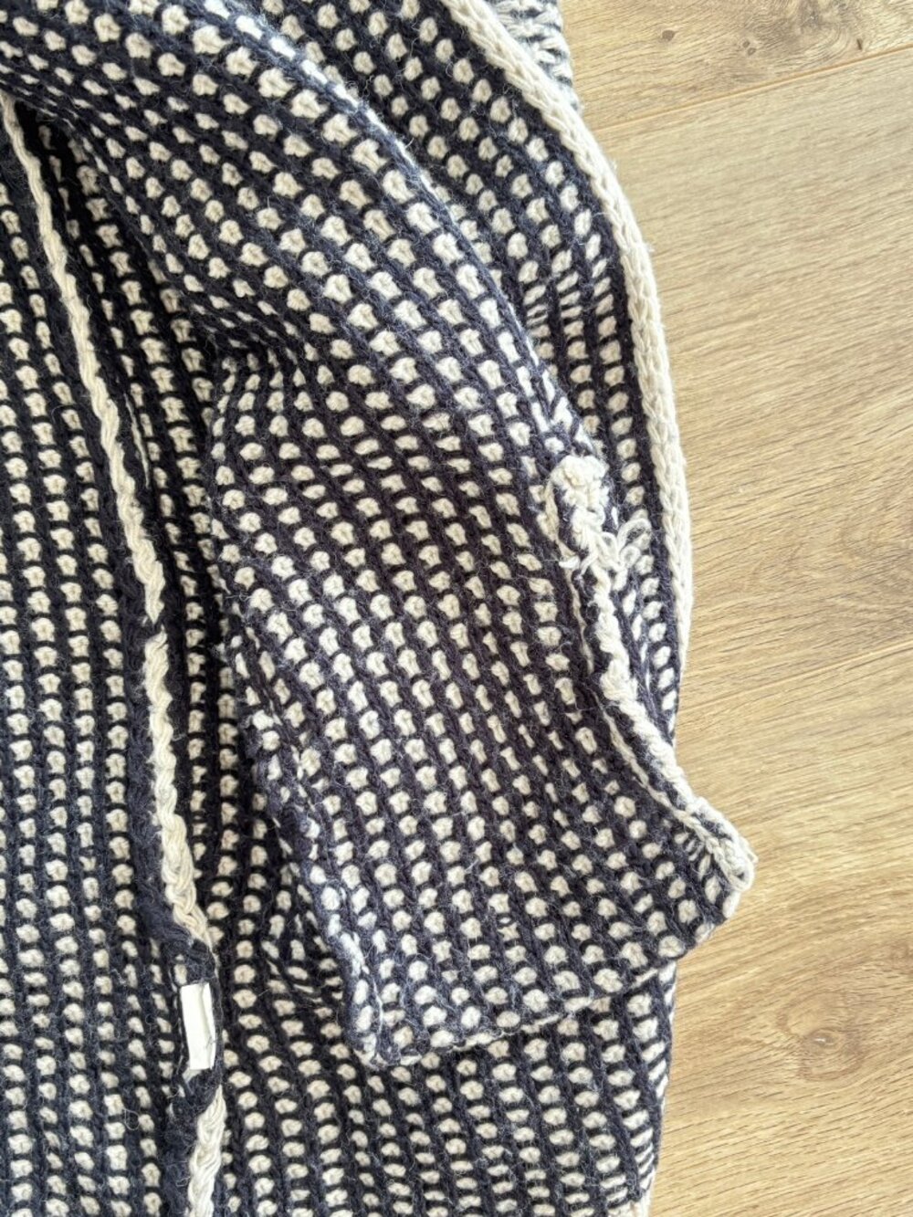 GSX Knit Black & Cream Marled Hooded Long Cardigan - Women's M